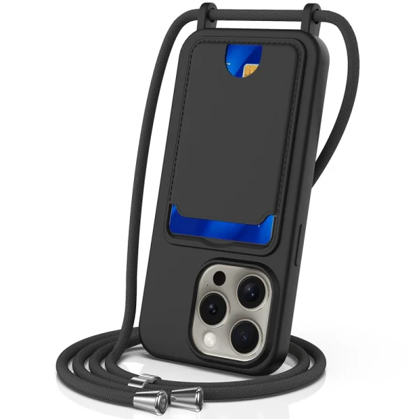 Silicone Case Card Holder for iPhone 16 Pro Max, Black 1