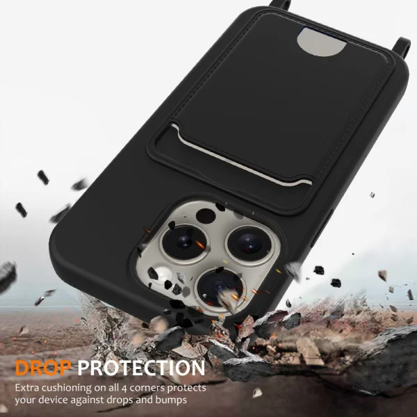 Silicone Case Card Holder for iPhone 16 Pro Max, Black 3