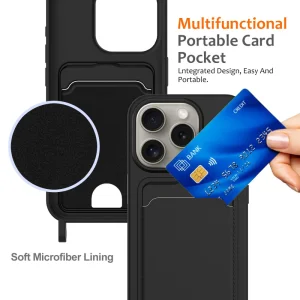Silicone Case Card Holder for iPhone 16 Pro Max, Black 5