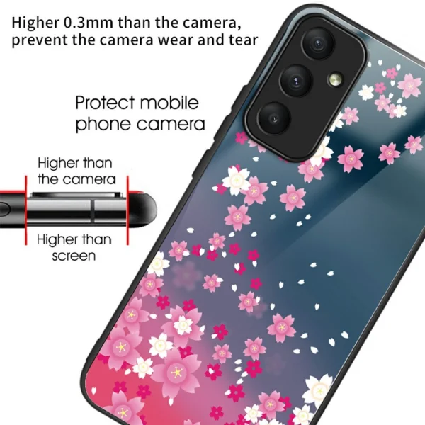 Shockproof case Glass Pattern for Samsung Galaxy A26 5G, Pink flowers 2