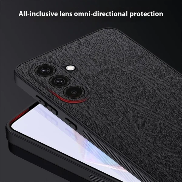 Удароустойчив калъф Wood Leather за Samsung Galaxy A26 5G, Черен 3