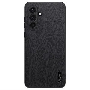 Удароустойчив калъф Wood Leather за Samsung Galaxy A26 5G, Черен