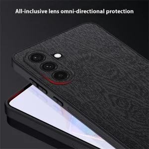 Удароустойчив калъф Wood Leather за Samsung Galaxy A26 5G, Черен 3