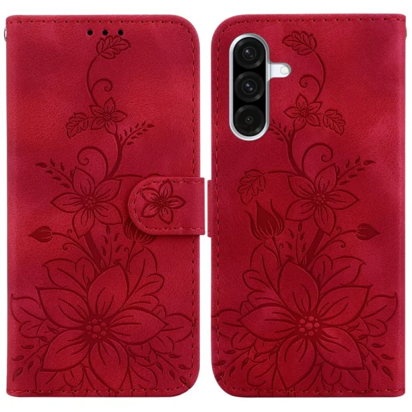 Калъф Тефтер Lily Flower за Samsung Galaxy A26 5G, Червен 1