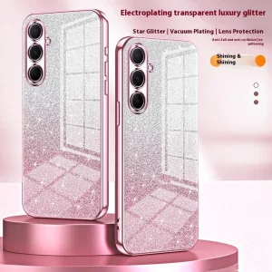 Силиконов калъф Electroplating Glitter за Samsung Galaxy A56 5G, Розов 3