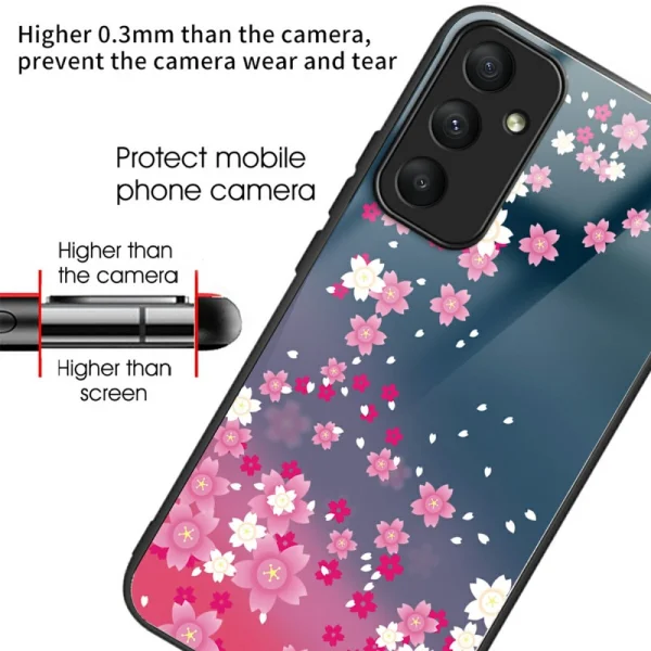 Удароустойчив калъф Glass за Samsung Galaxy A36 5G / A37 5G, Розови цветя 2