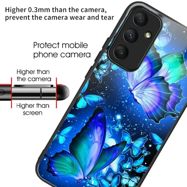 Удароустойчив калъф Glass за Samsung Galaxy A36 5G / A37 5G, Сини пеперуди 2