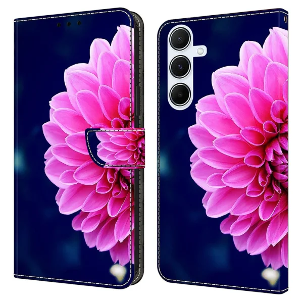 Wallet Case 3D Pattern for Samsung Galaxy A36 5G / A56 5G / A37 5G, Pink Flower 1