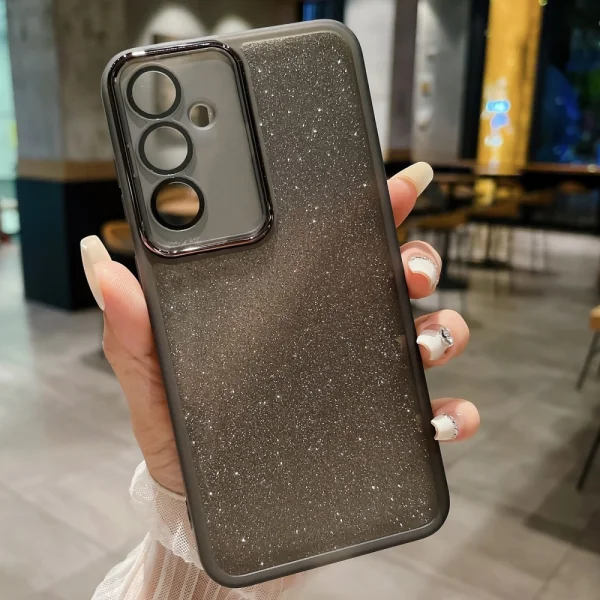 Glitter Sticker Silicone Case for Samsung Galaxy A56 5G, Black 2
