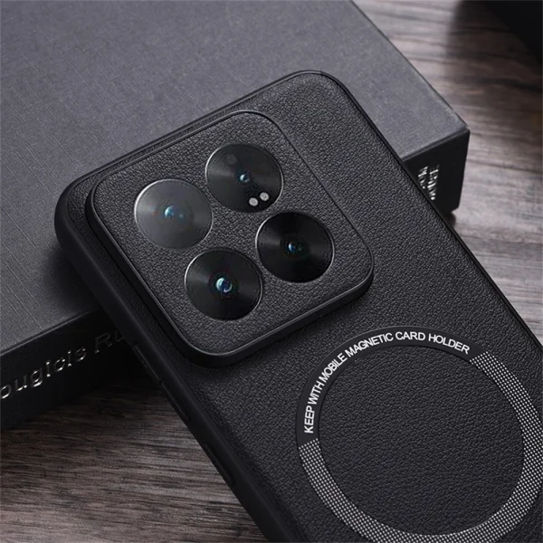 Удароустойчив калъф MagSF Leather за Xiaomi 14T, Черен 2