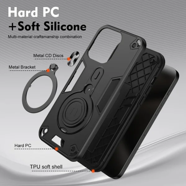 Shockproof case Rotating Kickstand for Xiaomi 14T, Black 5