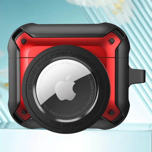 Калъф за слушалки AirPods 3 с протекция за AirTag Smart Tracker, Червен 2