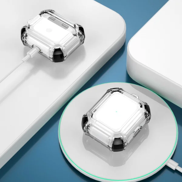 Калъф Dual Color with Keyring за слушалки AirPods 3, Прозрачен-черен 5