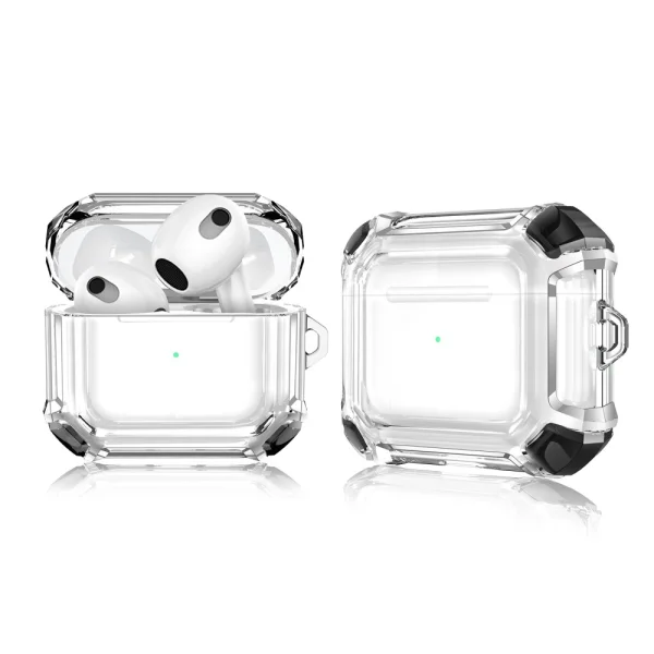 Калъф Dual Color with Keyring за слушалки AirPods 3, Прозрачен-черен 2