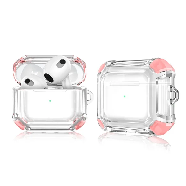 Калъф Dual Color with Keyring за слушалки AirPods 3, Прозрачен-розов 2