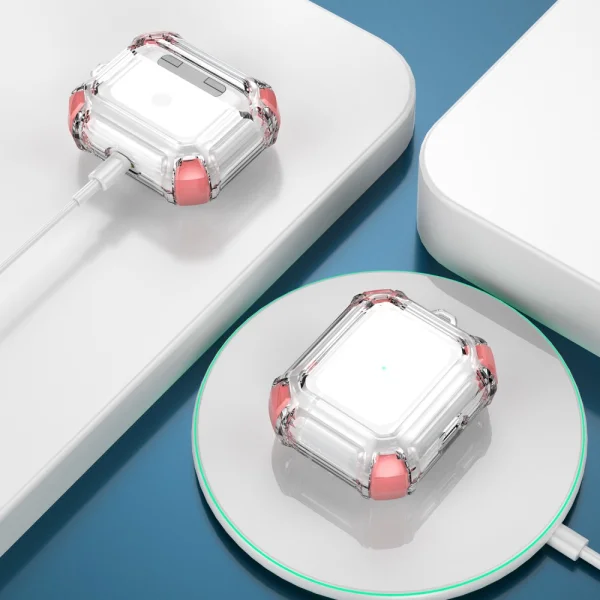 Калъф Dual Color with Keyring за слушалки AirPods 3, Прозрачен-розов 5