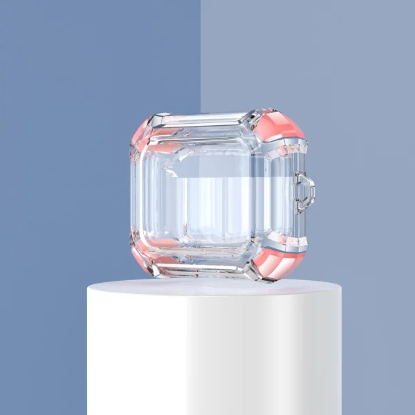 Калъф Dual Color with Keyring за слушалки AirPods 3, Прозрачен-розов 6