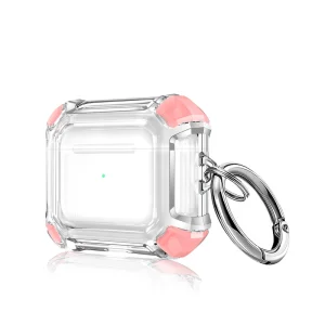 Калъф Dual Color with Keyring за слушалки AirPods 3, Прозрачен-розов
