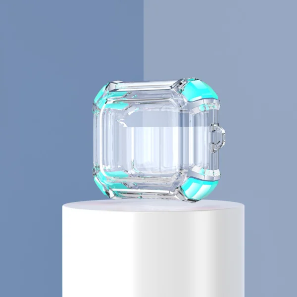 Калъф Dual Color with Keyring за слушалки AirPods 3, Прозрачен-тюркоаз 6