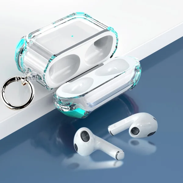 Калъф Dual Color with Keyring за слушалки AirPods 3, Прозрачен-тюркоаз 4