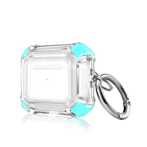 Калъф Dual Color with Keyring за слушалки AirPods 3, Прозрачен-тюркоаз