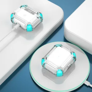Калъф Dual Color with Keyring за слушалки AirPods 3, Прозрачен-тюркоаз 5