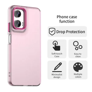 Силиконов калъф Frame Electroplated за Motorola Moto G35 5G, Розов 4