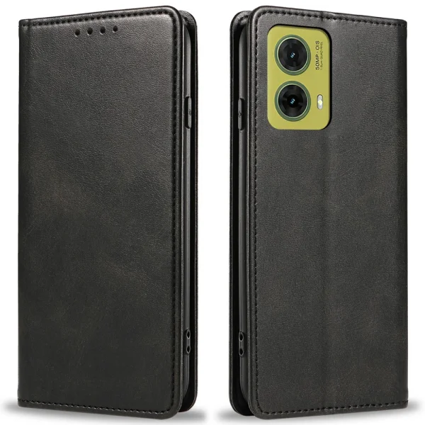 Калъф тефтер Wallet Calf Texture за Motorola Moto G35 5G, Черен 1