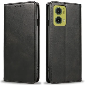 Калъф тефтер Wallet Calf Texture за Motorola Moto G35 5G, Черен