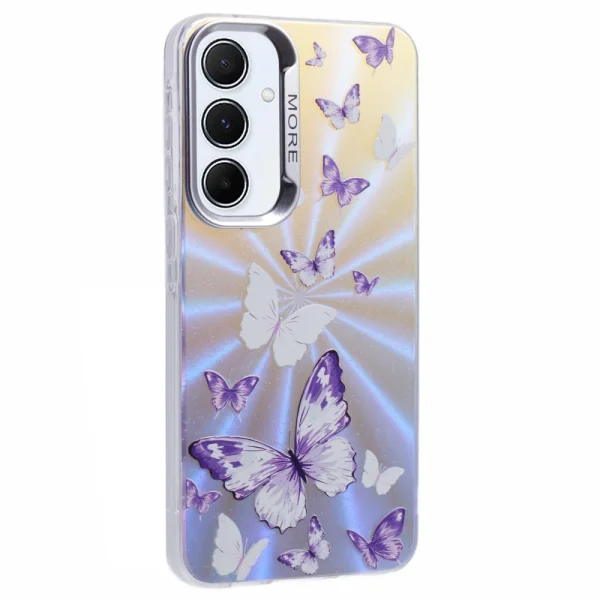 Удароустойчив калъф Bling Butterfly за Samsung Galaxy A55 5G, Лилави пеперуди 1