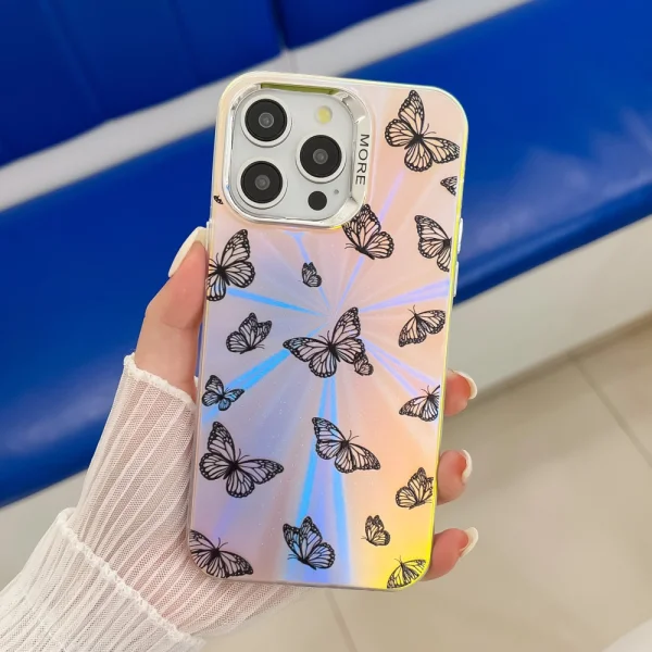Shockproof case Bling Butterfly for iPhone 15 Pro, Black Butterflies 1