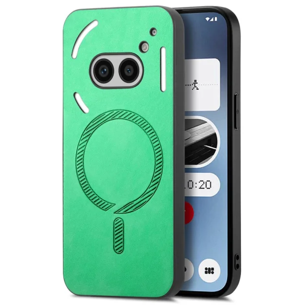 Удароустойчив калъф MagSF Leather за Nothing Phone 2a Plus / Phone 2a, Зелен 1
