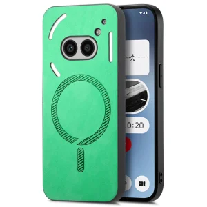 Удароустойчив калъф MagSF Leather за Nothing Phone 2a Plus / Phone 2a, Зелен