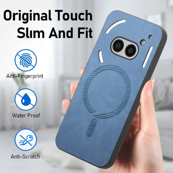 Shockproof MagSF Leather Case for Nothing Phone 2a Plus / Phone 2a, Blue 4