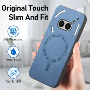 Shockproof MagSF Leather Case for Nothing Phone 2a Plus / Phone 2a, Blue 4