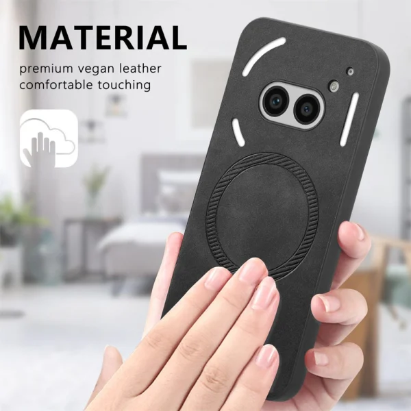 Удароустойчив калъф MagSF Leather за Nothing Phone 2a Plus / Phone 2a, Черен 3