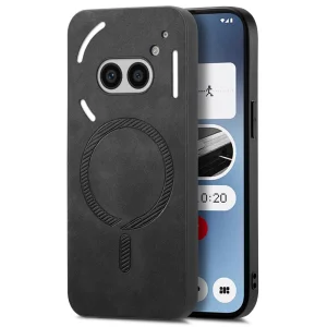 Удароустойчив калъф MagSF Leather за Nothing Phone 2a Plus / Phone 2a, Черен
