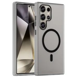 Силиконов калъф MagSF Matte за Samsung Galaxy S24 Ultra, Черен