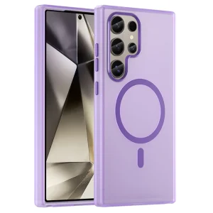 Силиконов калъф MagSF Matte за Samsung Galaxy S24 Ultra, Лилав