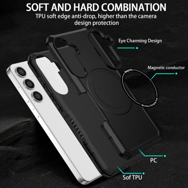 Shockproof Magnetic Case for Samsung Galaxy S24 Plus, Black 3