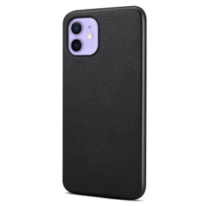 Удароустойчив калъф Leather Coated за iPnone 12 / 12 Pro, Черен