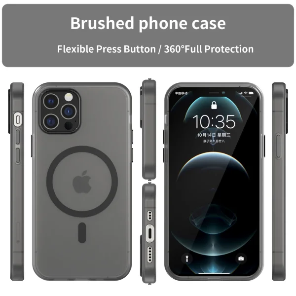 MagSF Matte Silicone Case for iPhone 12 Pro / 12, Black 5