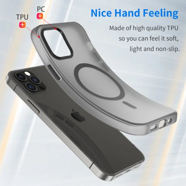 MagSF Matte Silicone Case for iPhone 12 Pro / 12, Black 2