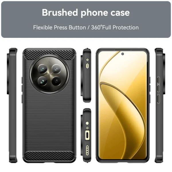 Силиконов Калъф Techsuit Carbon Fibre Brushed за Realme 12 / 12x, Черен 2