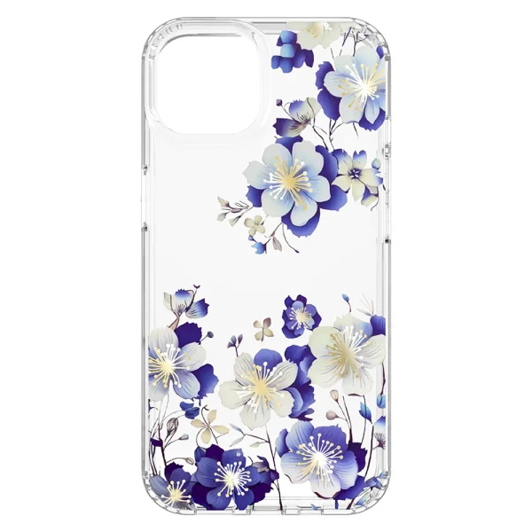 Удароустойчив калъф IMD print за iPhone 13 / iPhone 14, Сини цветя 1