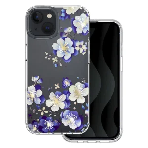 Удароустойчив калъф IMD print за iPhone 13 / iPhone 14, Сини цветя 3