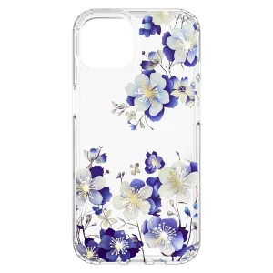 Удароустойчив калъф IMD print за iPhone 13 / iPhone 14, Сини цветя