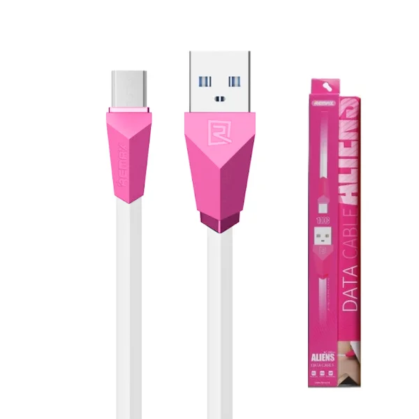 Кабел REMAX ALIENS RC-030M Micro USB, 1m, Розов-бял 1