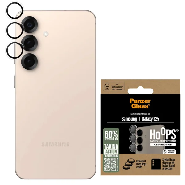 Camera Glass Protector PanzerGlass Hoops Lens Protector for Samsung Galaxy S25, Transparent 1