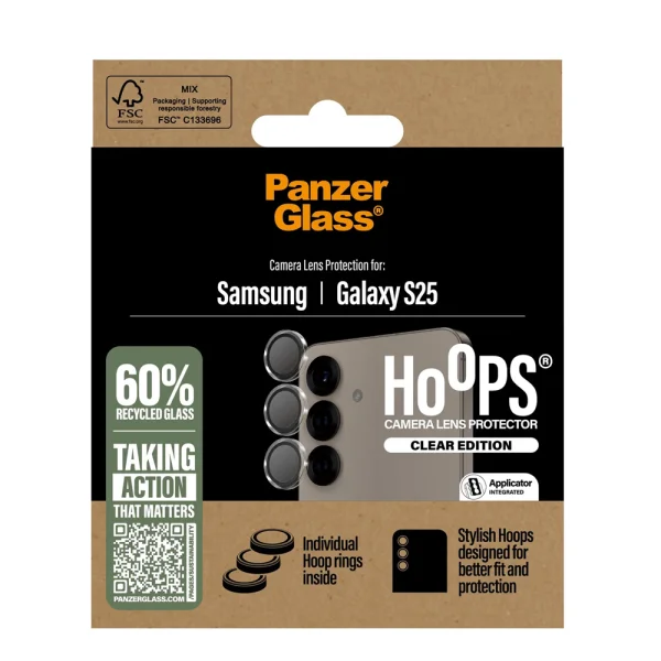 Camera Glass Protector PanzerGlass Hoops Lens Protector for Samsung Galaxy S25, Transparent 3